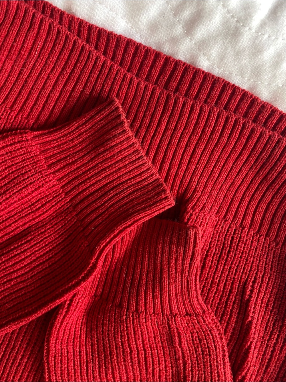 Express Bright Red Ribbed Sweater - Picture 2 of 4